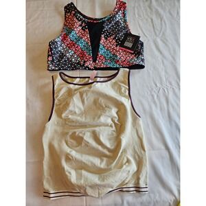 Victoria's Secret PINK Sport Geo Print Mesh Racerback Sports Bra & Tank 2pc